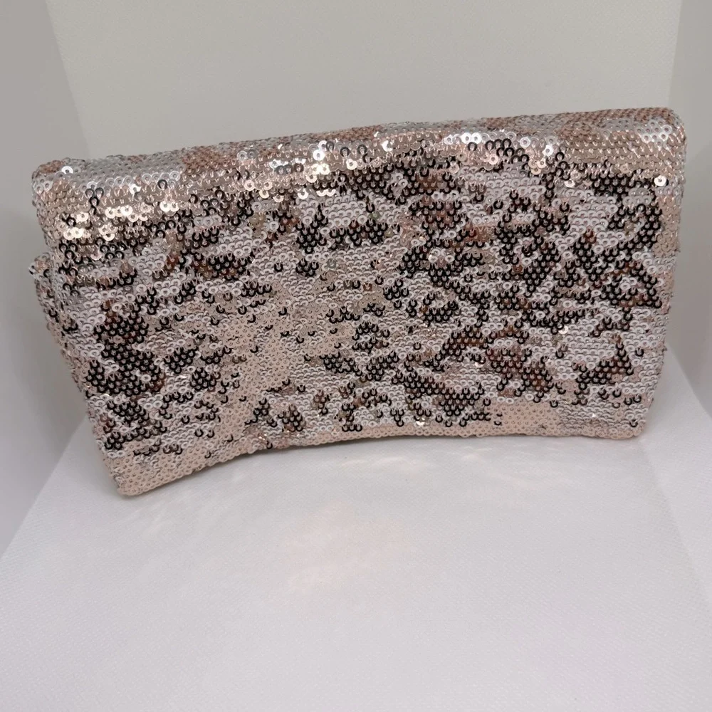 NWT Mossimo rose gold all sequin clutch bag purse glam new